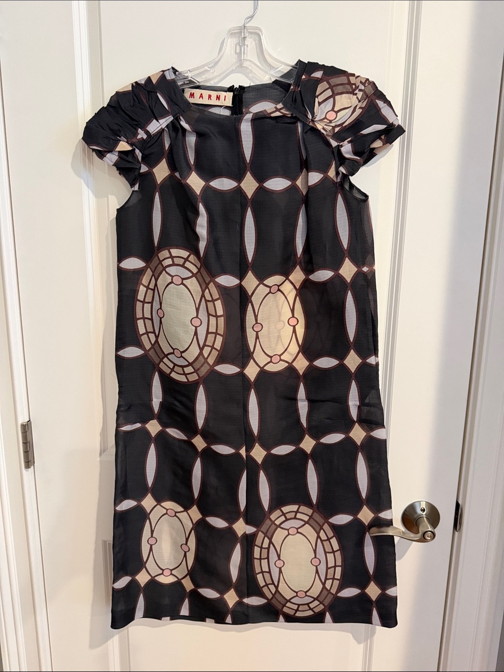 Marni Women’s Black, Cream & Light Pink Geometric Dress